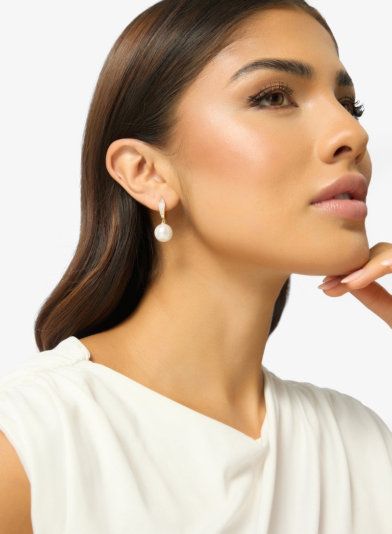 ELLA Pearl Detailed Earrings With Gold Accent And Rhinestone Detailing - Image 3